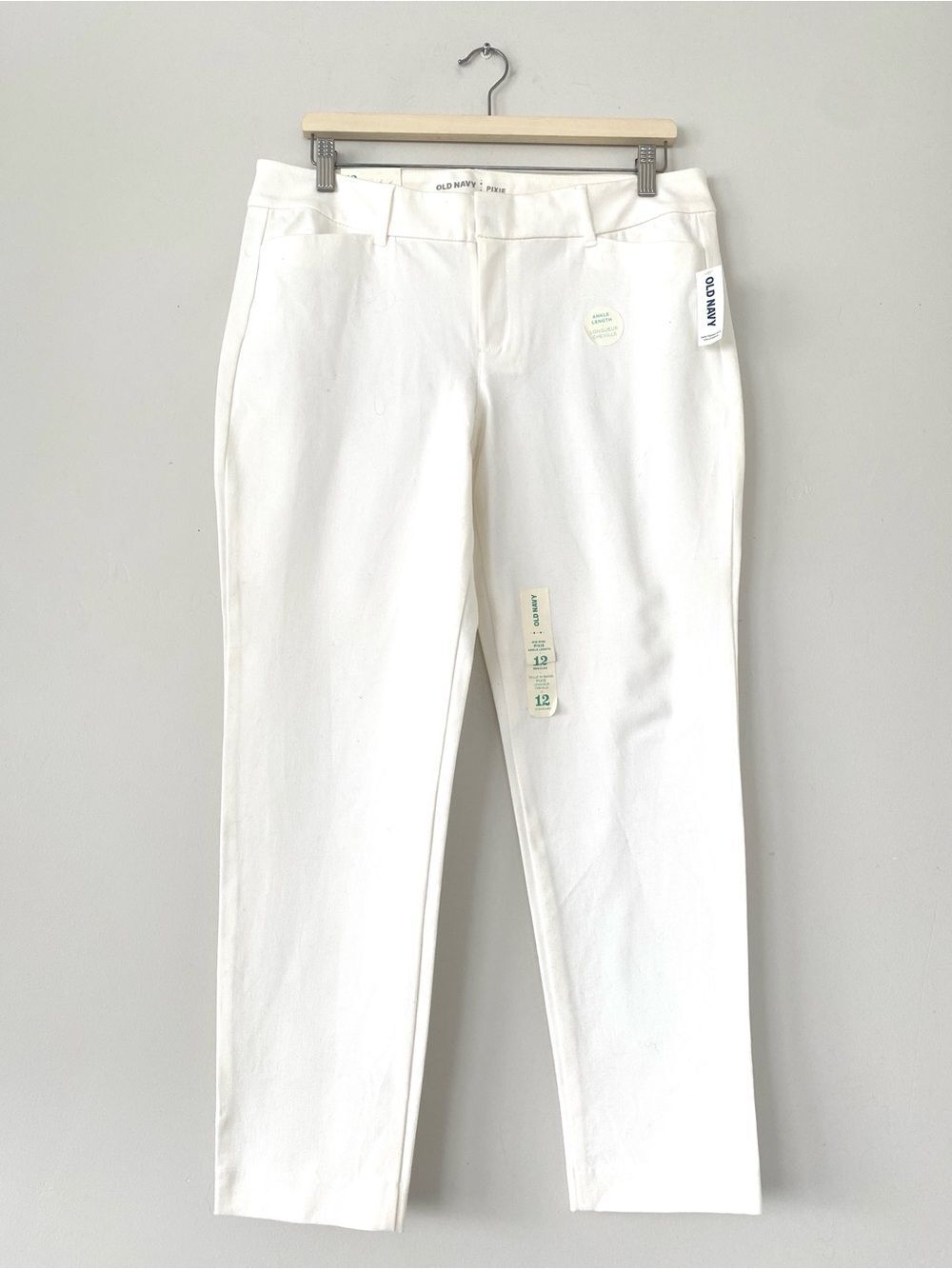 Old Navy Pixie Mid-Rise Bright White Straight-Leg Pants Sz 12 Preppy Office NWT